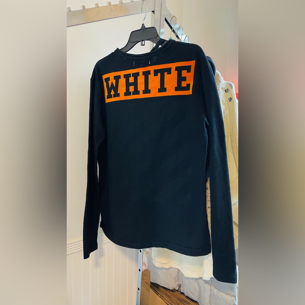 Off White New Black Long Sleeve Top Size Small
